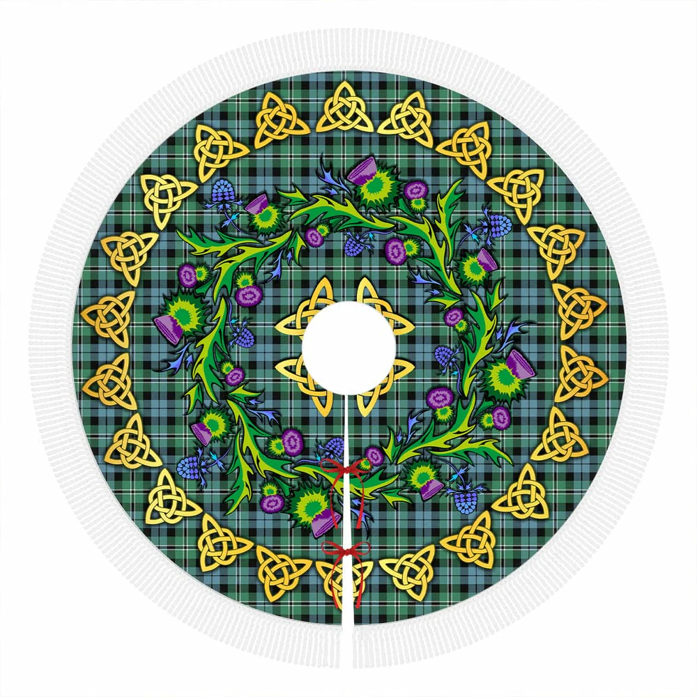 Scottish Melville Tartan Thistle Celtic Knot Christmas Tree Skirt - Image 4