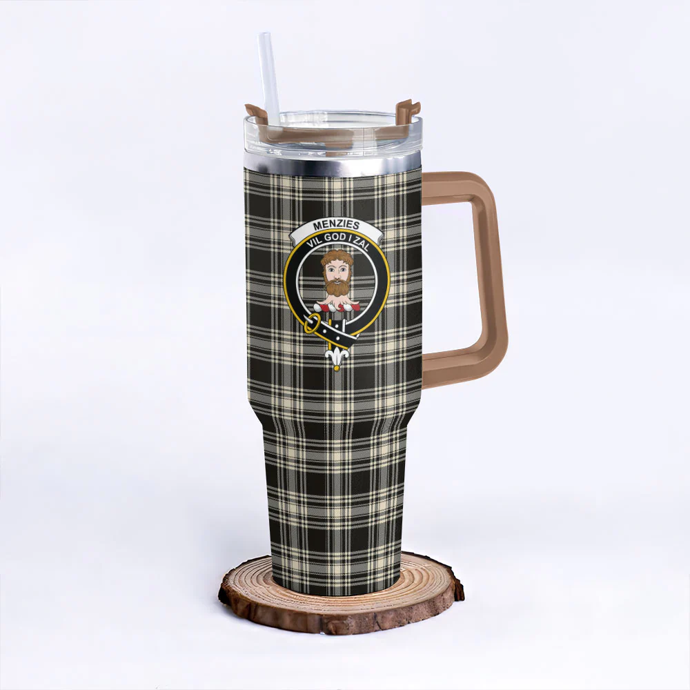 Scottish Menzies Black & White Ancient Clan Badge Tartan 40oz Tumbler - Image 9