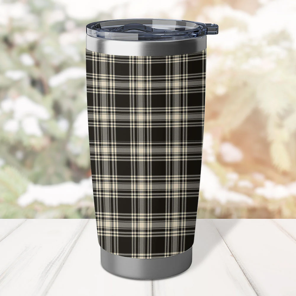 Scottish Menzies Black & White Ancient Clan Badge Tartan Tumbler - Image 3