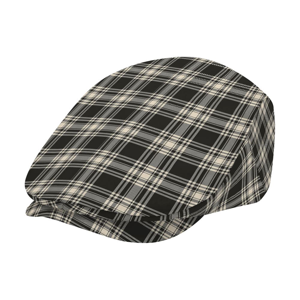 Scottish Menzies Black & White Ancient Tartan Flat Cap - Image 2