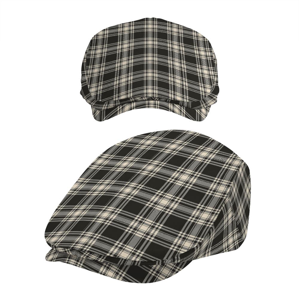Scottish Menzies Black & White Ancient Tartan Flat Cap - Image 5