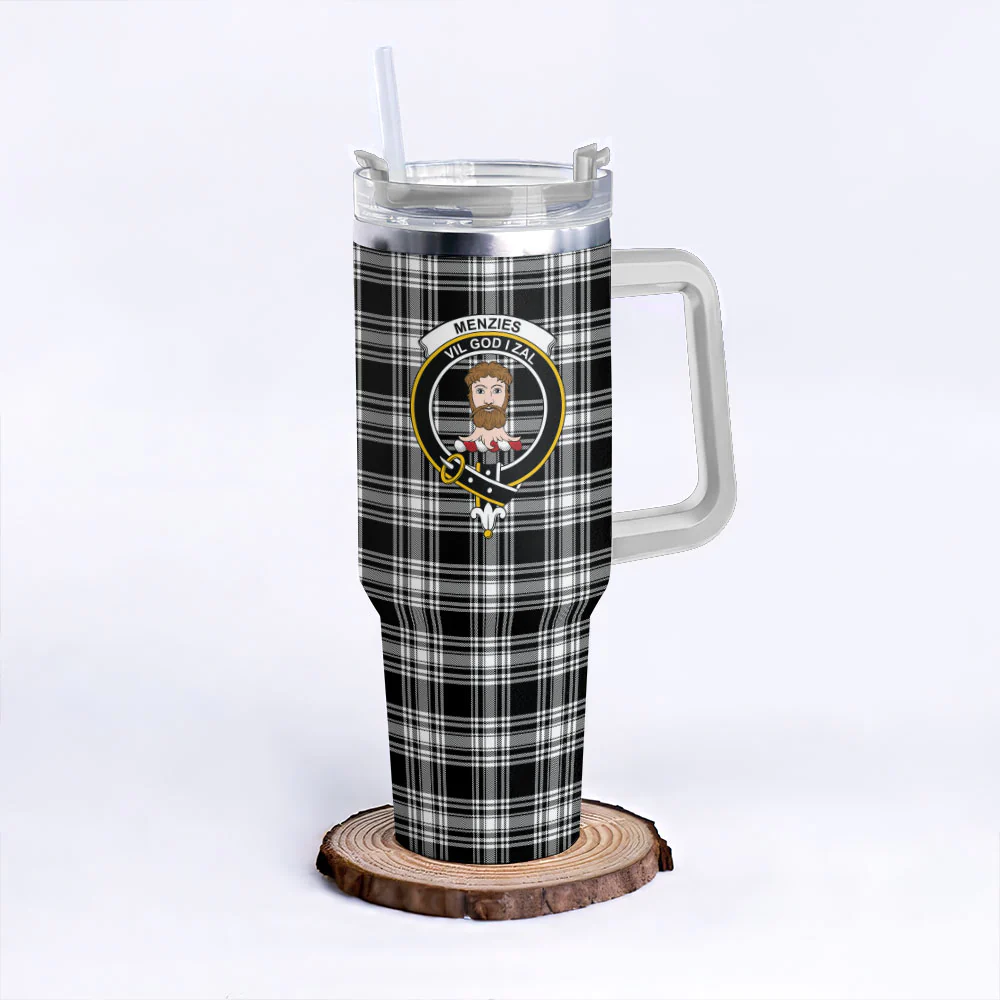 Scottish Menzies Black & White Modern Clan Badge Tartan 40oz Tumbler