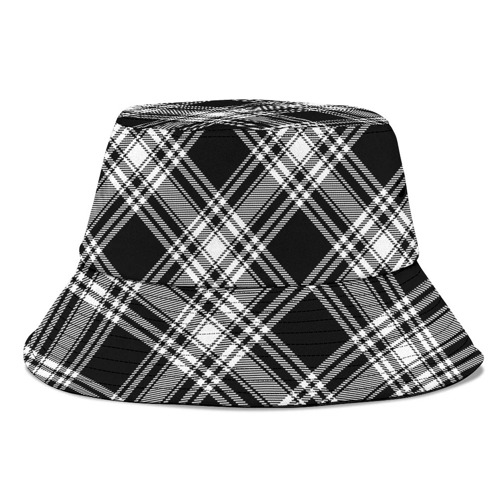 Scottish Menzies Black & White Modern Clan Badge Tartan Bucket Hat