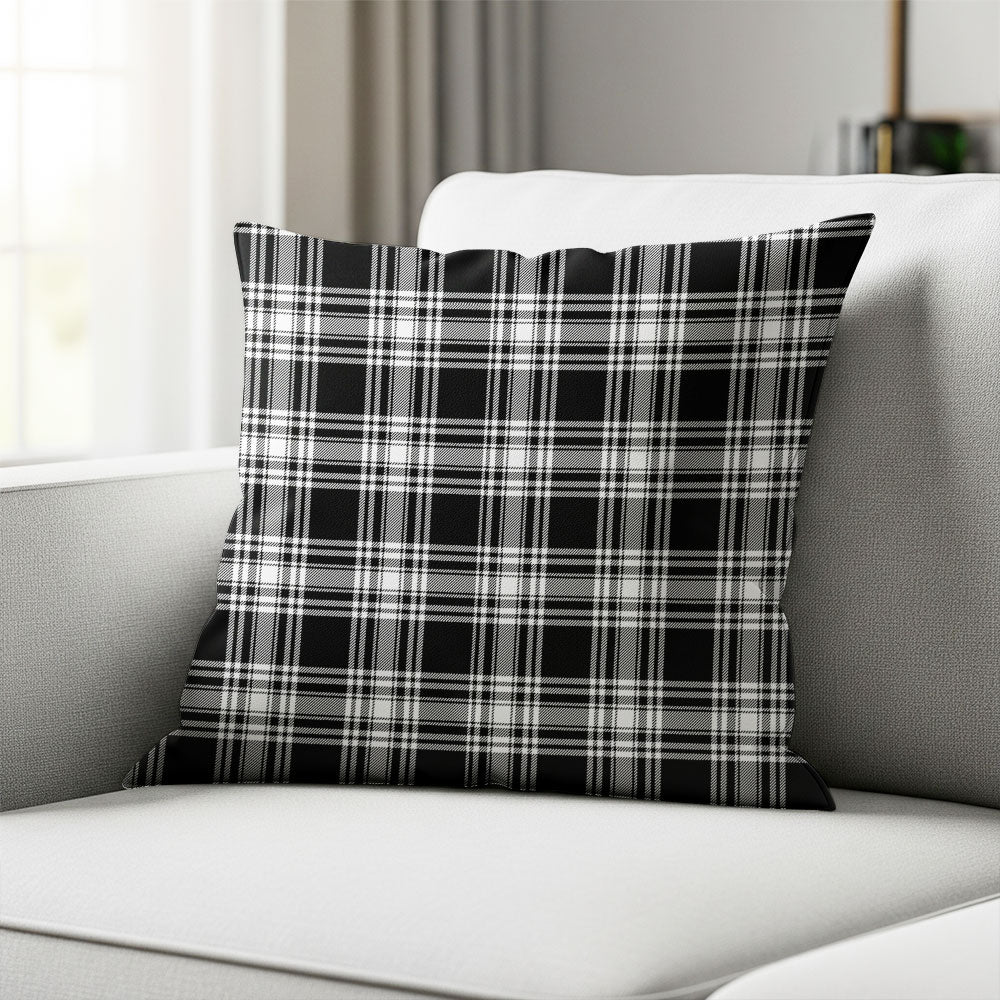 Scottish Menzies Black & White Modern Clan Badge Tartan Pillow Case