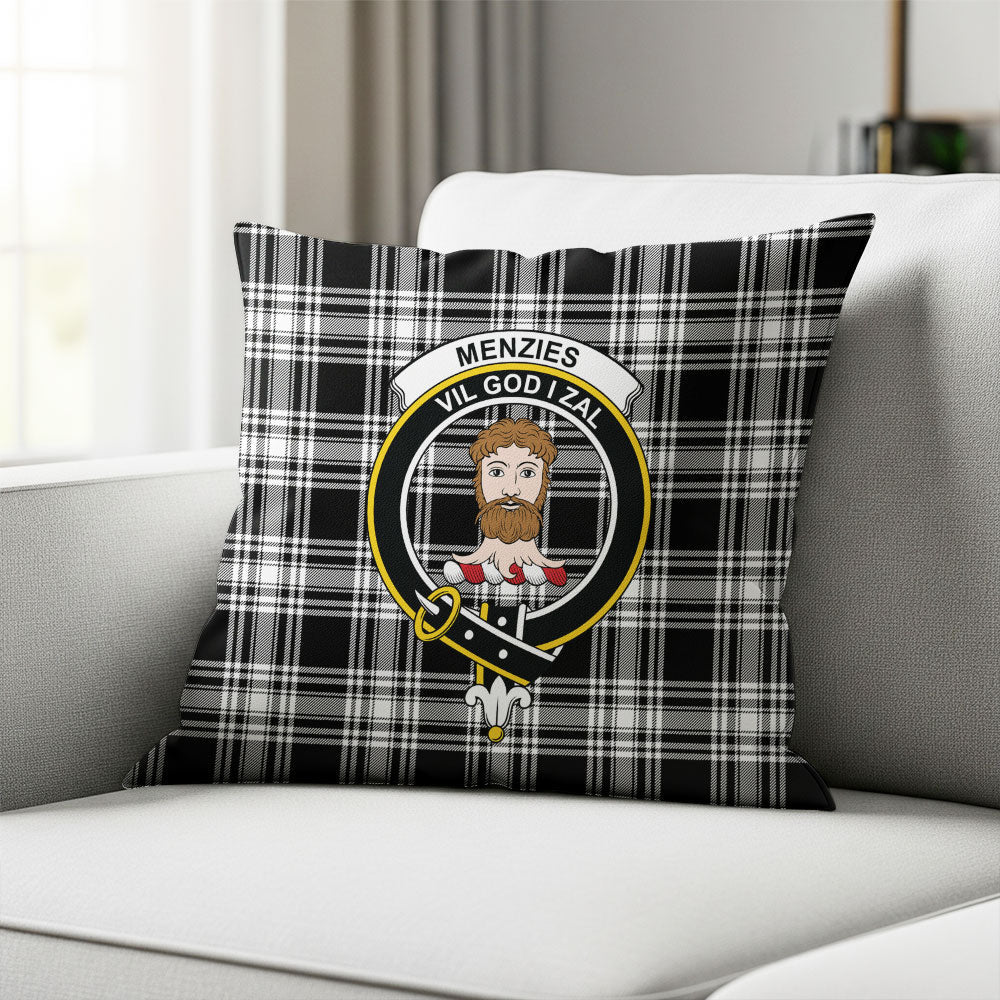 Scottish Menzies Black & White Modern Clan Badge Tartan Pillow Case - Image 2