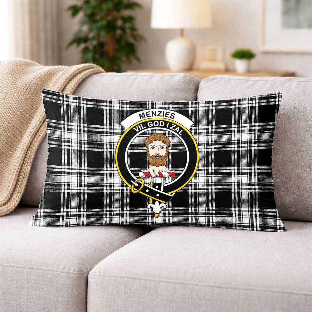 Scottish Menzies Black & White Modern Clan Badge Tartan Pillow Case - Image 3