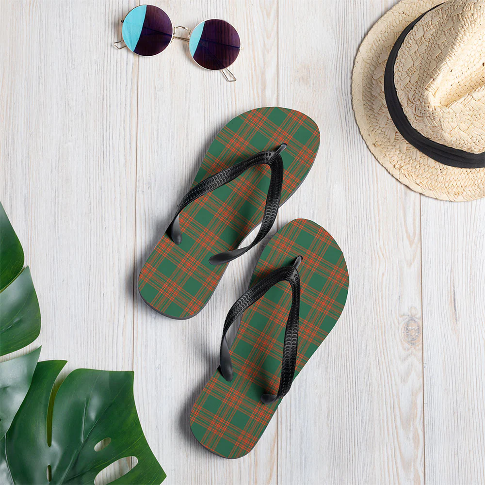 Scottish Menzies Green Ancient Clan Badge Tartan Flip Flops - Image 2