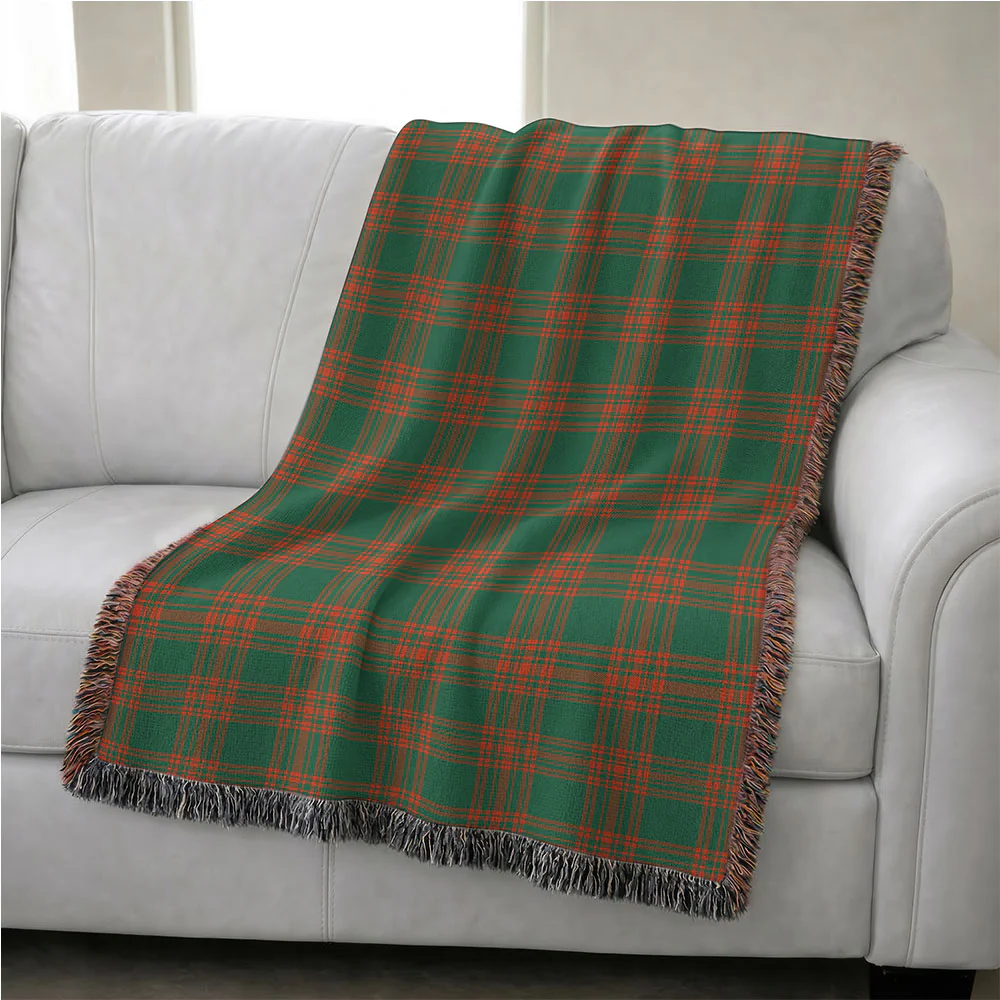 Scottish Menzies Green Ancient Clan Badge Tartan Woven Blanket - Image 4