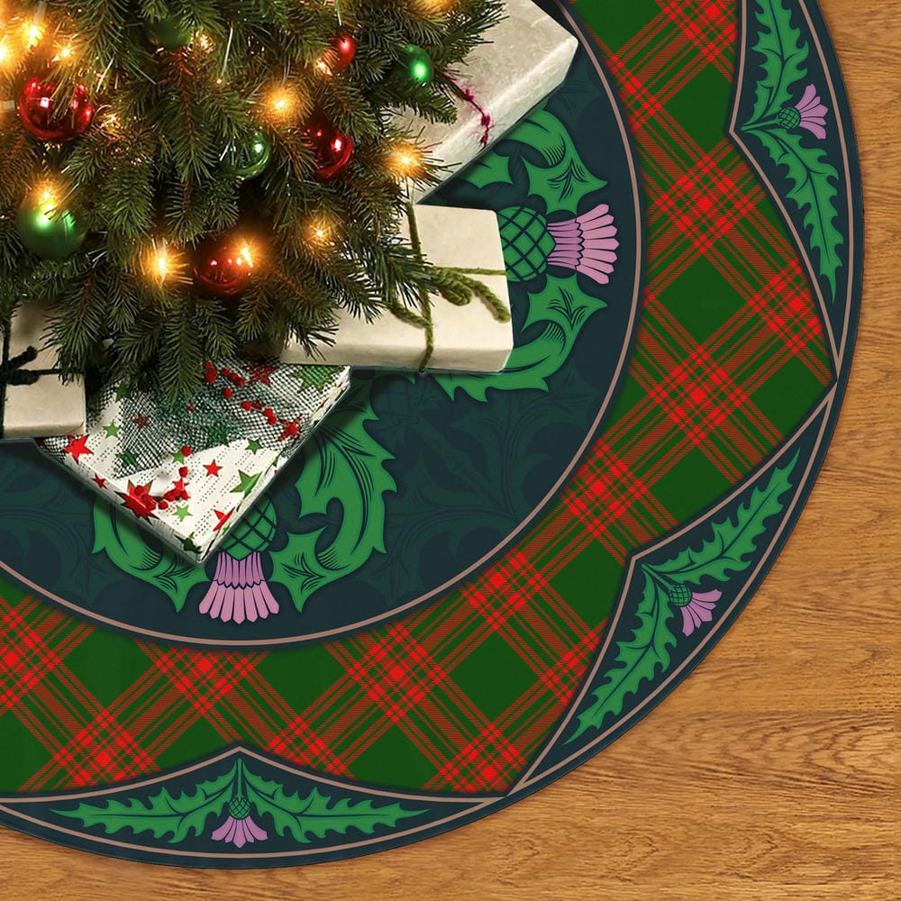 Scottish Menzies Green Modern Tartan Christmas Tree Skirt Old Scottish Thistle Flower - Image 2