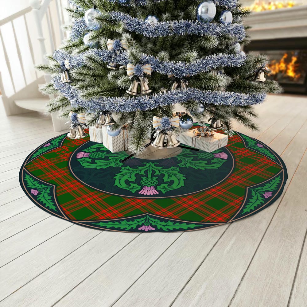 Scottish Menzies Green Modern Tartan Christmas Tree Skirt Old Scottish Thistle Flower - Image 3