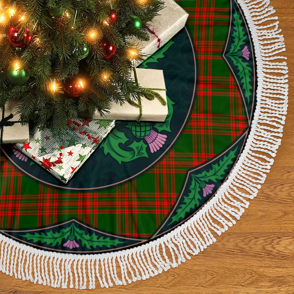 Scottish Menzies Green Modern Tartan Christmas Tree Skirt Old Scottish Thistle Flower - Image 5