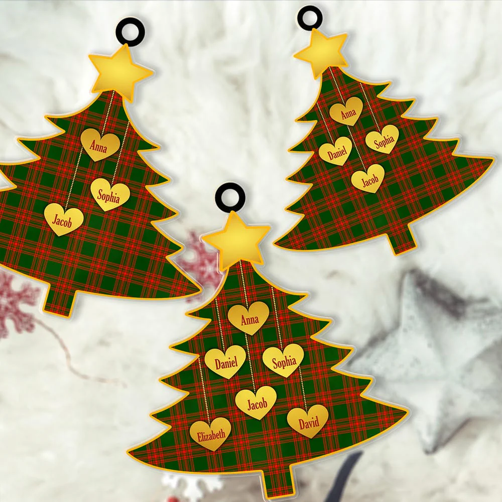 Scottish Menzies Green Modern Tartan Ornament Custom Family Christmas Tree - Image 2