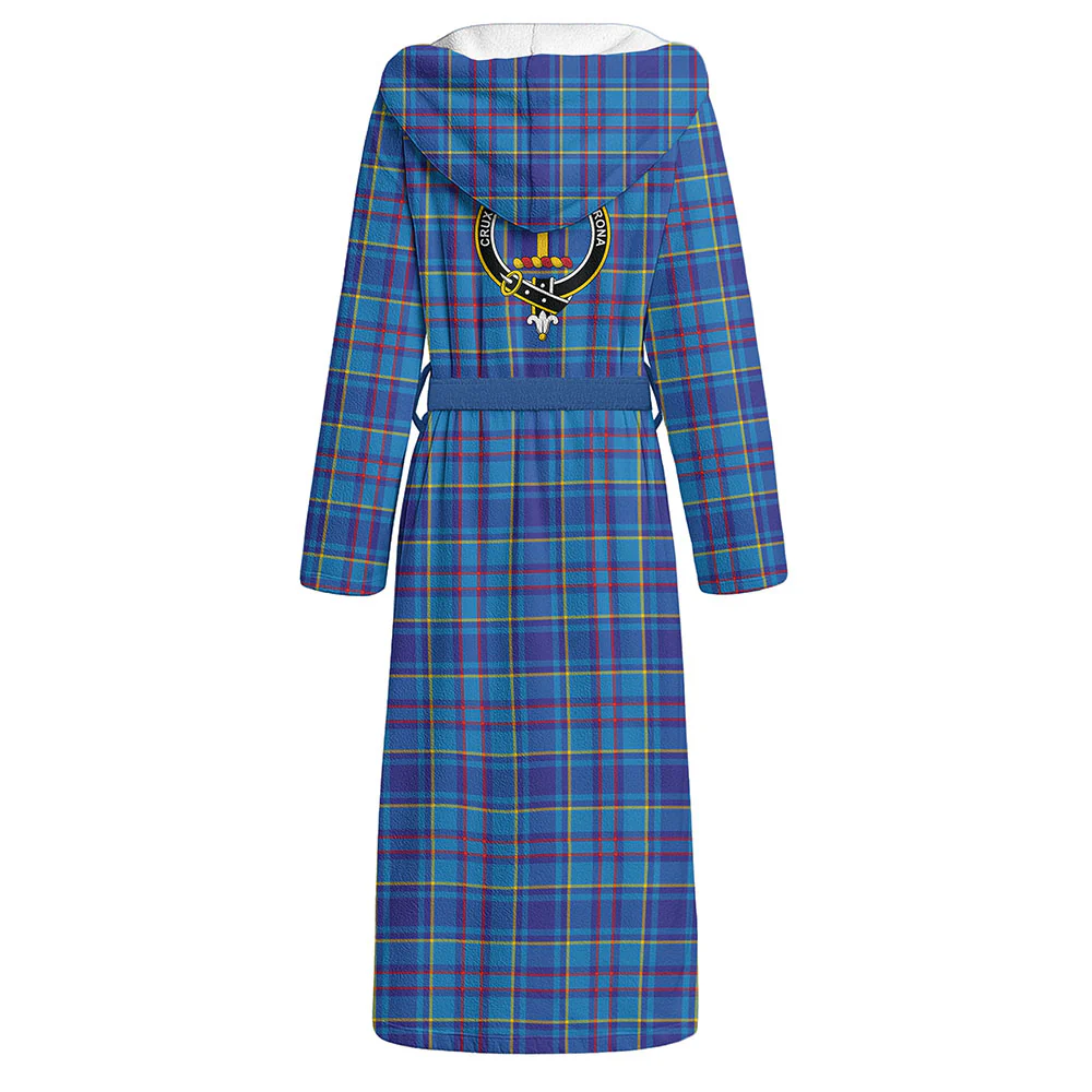 Scottish Mercer Modern Clan Badge Tartan Flannel Hooded Bathrobe - Image 3