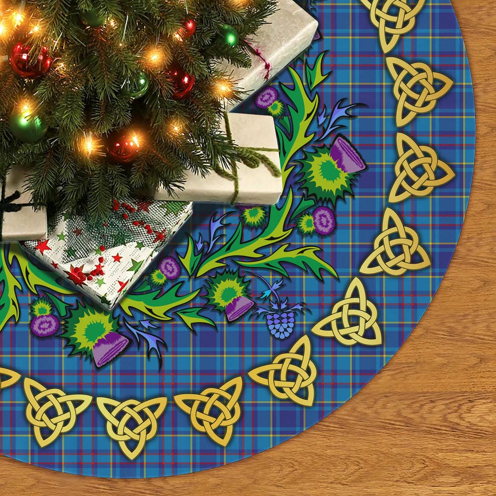 Scottish Mercer Modern Tartan Thistle Celtic Knot Christmas Tree Skirt - Image 2
