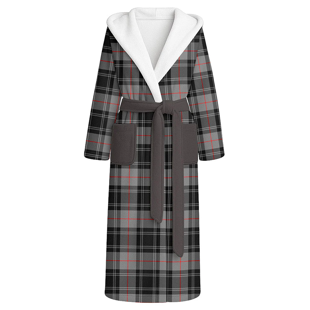 Scottish Moffat Modern Clan Badge Tartan Flannel Hooded Bathrobe