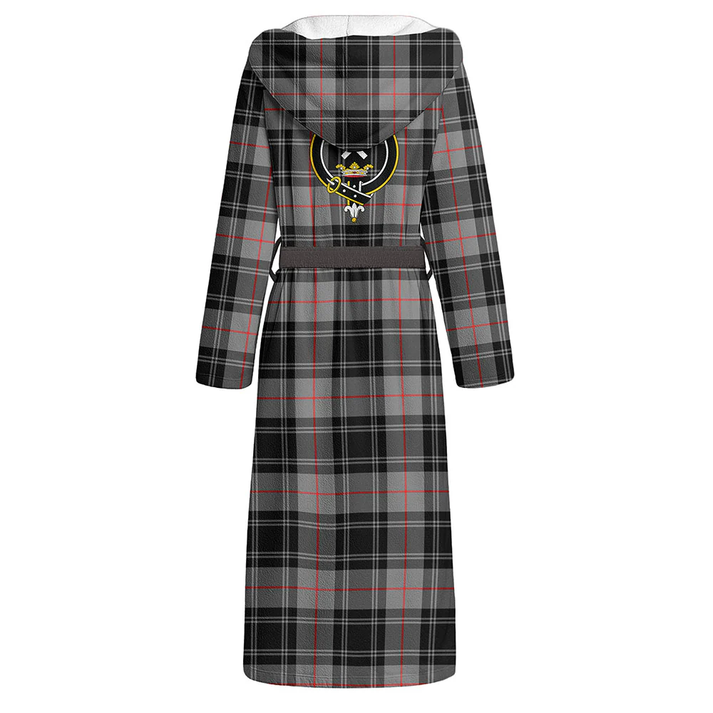 Scottish Moffat Modern Clan Badge Tartan Flannel Hooded Bathrobe - Image 3