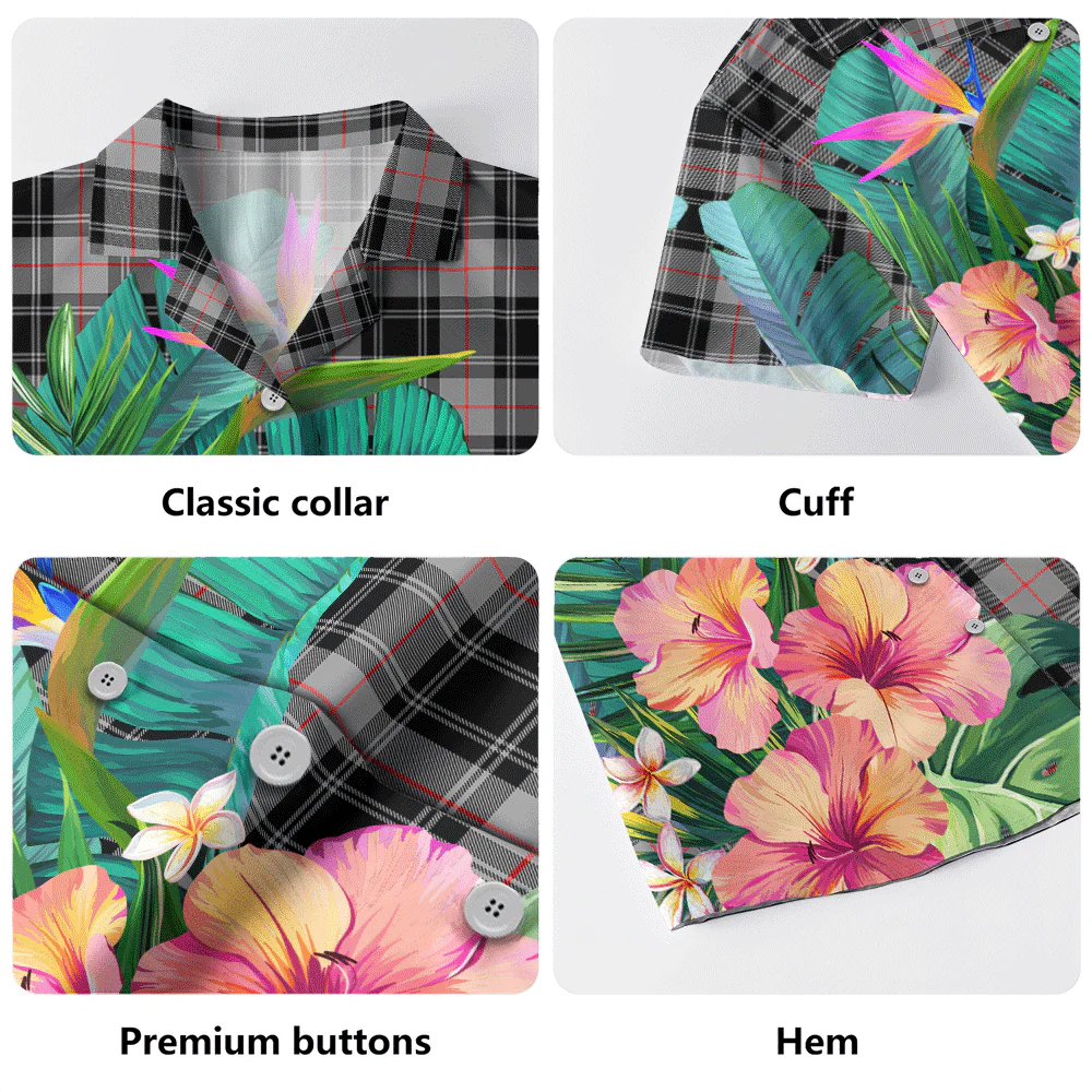 Scottish Moffat Modern Clan Badge Tartan Hawaiian Shirt Bouquet Tropical Style - Image 5
