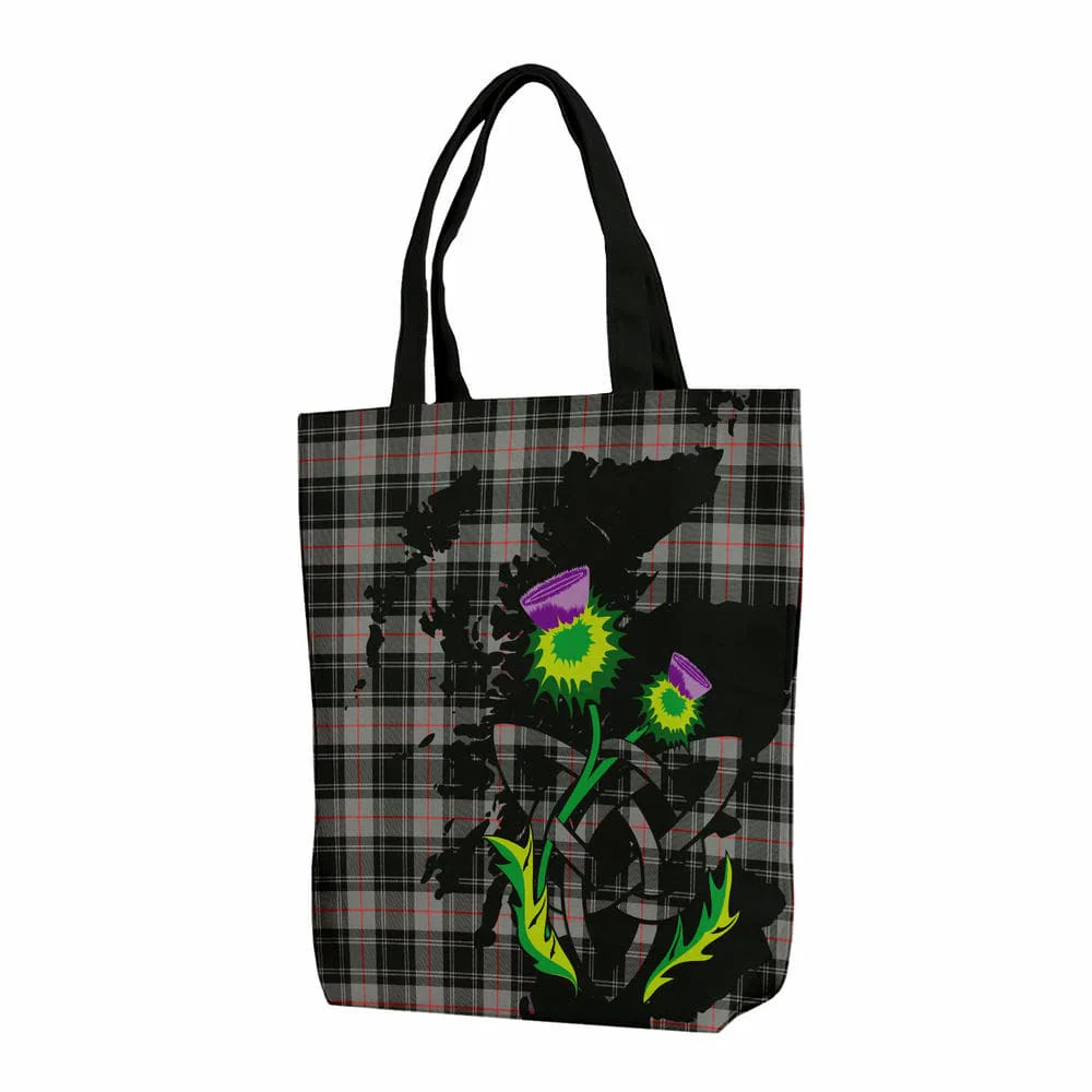 Scottish Moffat Modern Tartan Canvas Bag With Shoulder Strap With Thistle