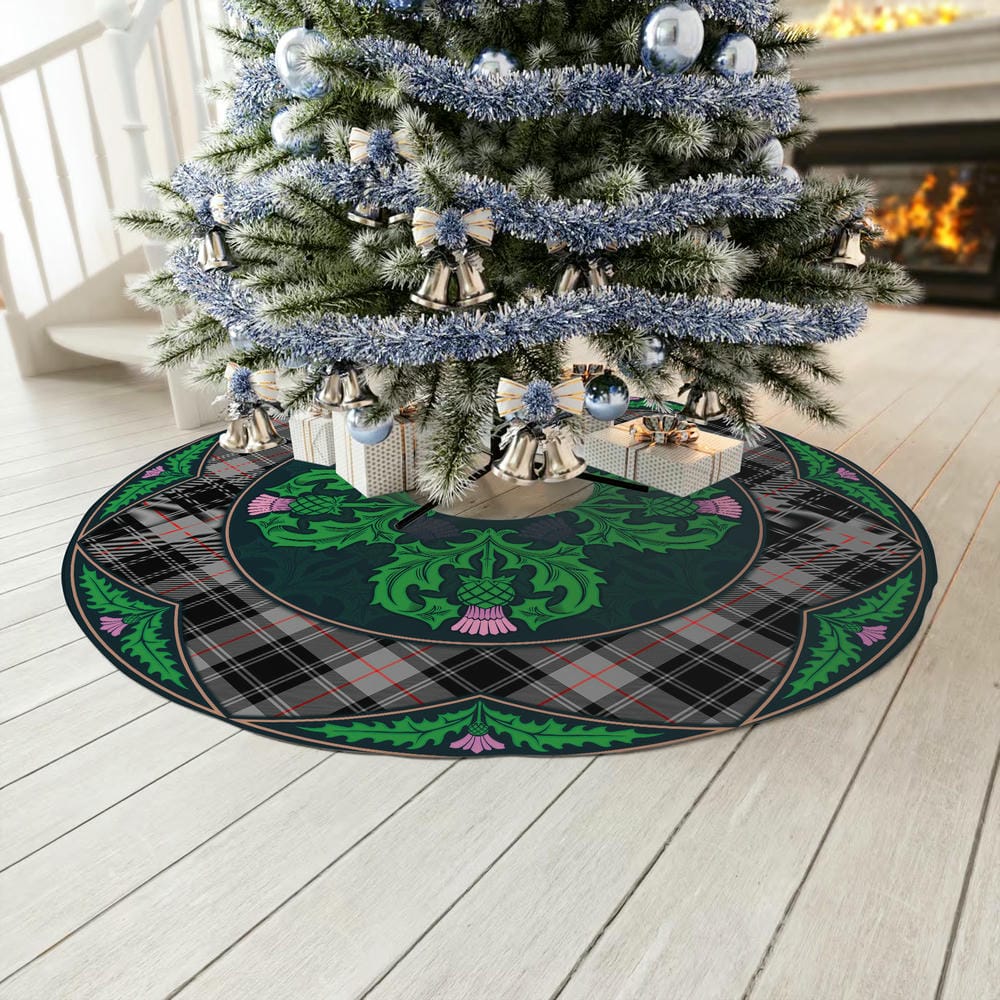 Scottish Moffat Modern Tartan Christmas Tree Skirt Old Scottish Thistle Flower - Image 3