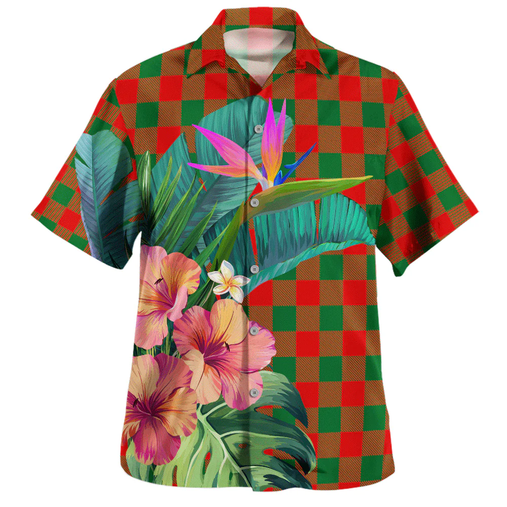 Scottish Moncrieffe Clan Badge Tartan Hawaiian Shirt Bouquet Tropical Style - Image 2
