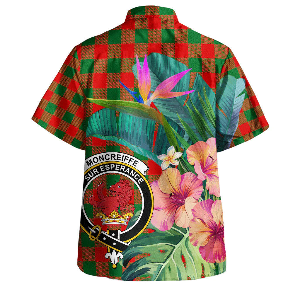 Scottish Moncrieffe Clan Badge Tartan Hawaiian Shirt Bouquet Tropical Style - Image 3