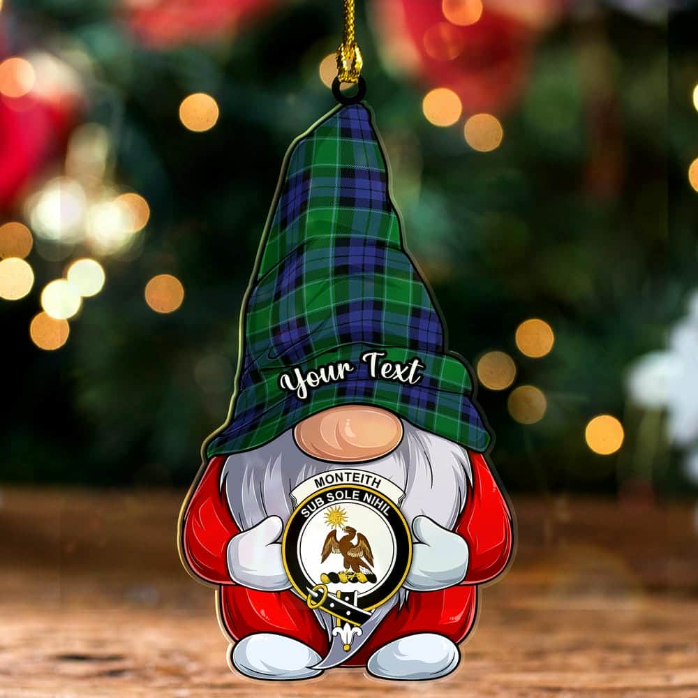Scottish Monteith Clan Badge Tartan Christmas Gnome Ornament Custom Personalized - Image 2