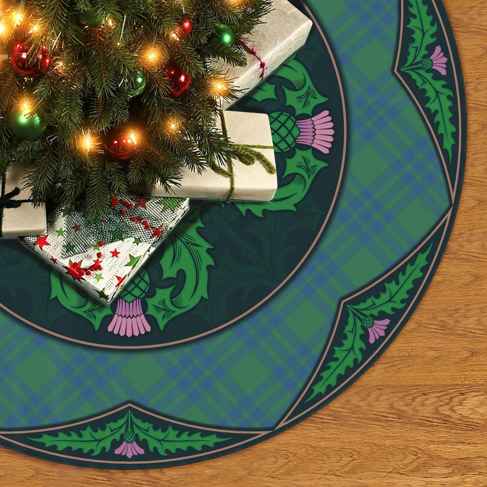 Scottish Montgomery Ancient Tartan Christmas Tree Skirt Old Scottish Thistle Flower - Image 2