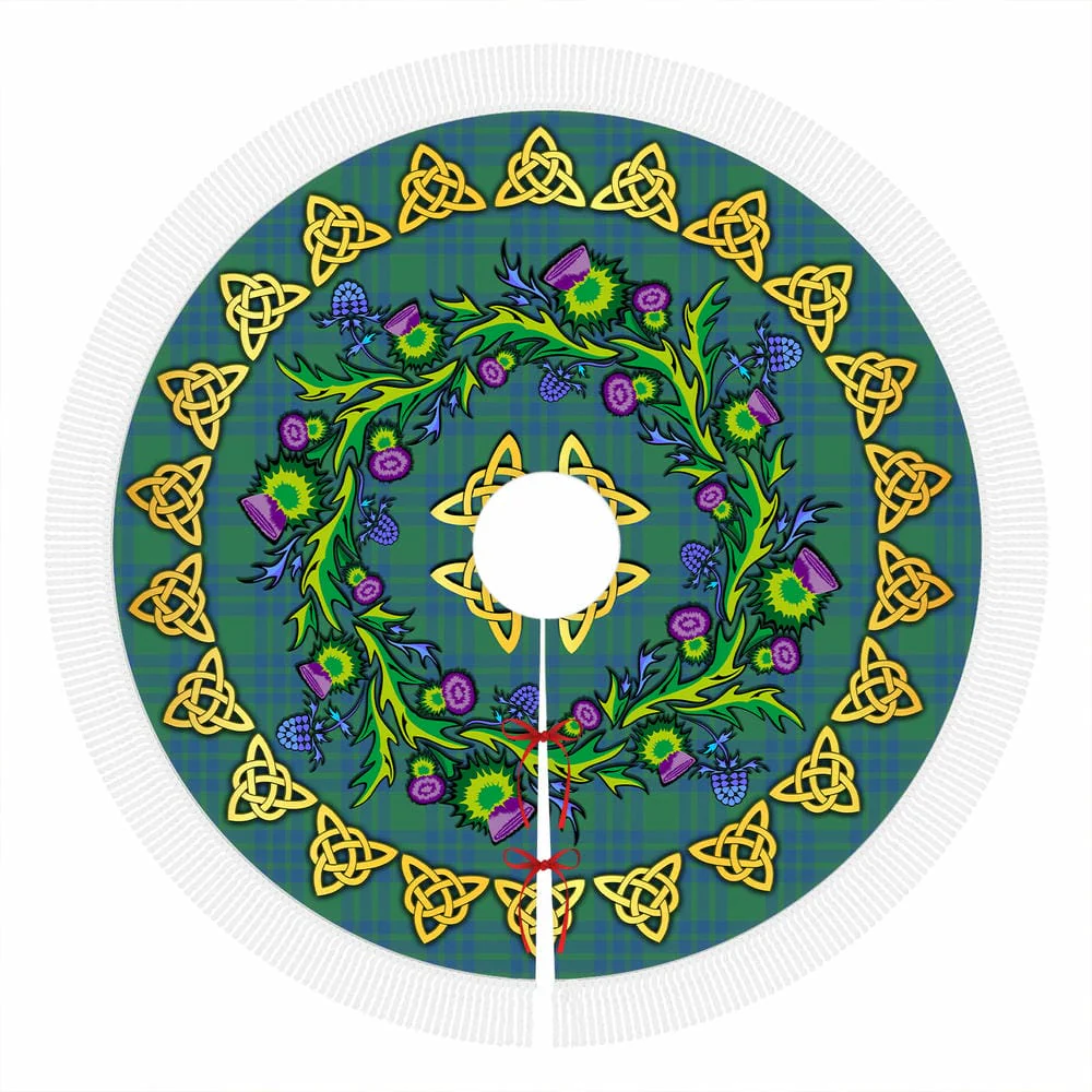 Scottish Montgomery Ancient Tartan Thistle Celtic Knot Christmas Tree Skirt - Image 4