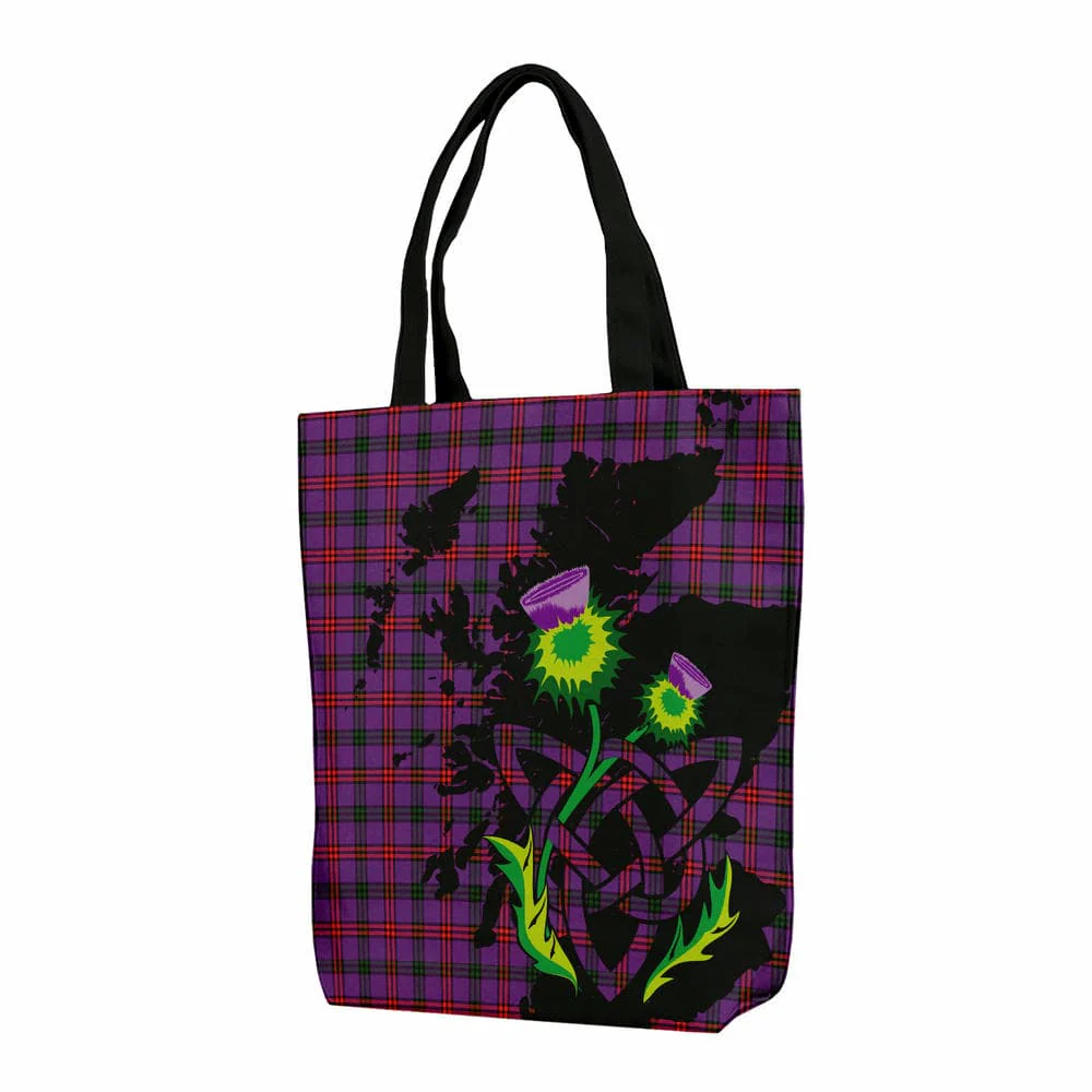 Scottish Montgomery Modern Tartan Canvas Bag With Shoulder Strap With Thistle