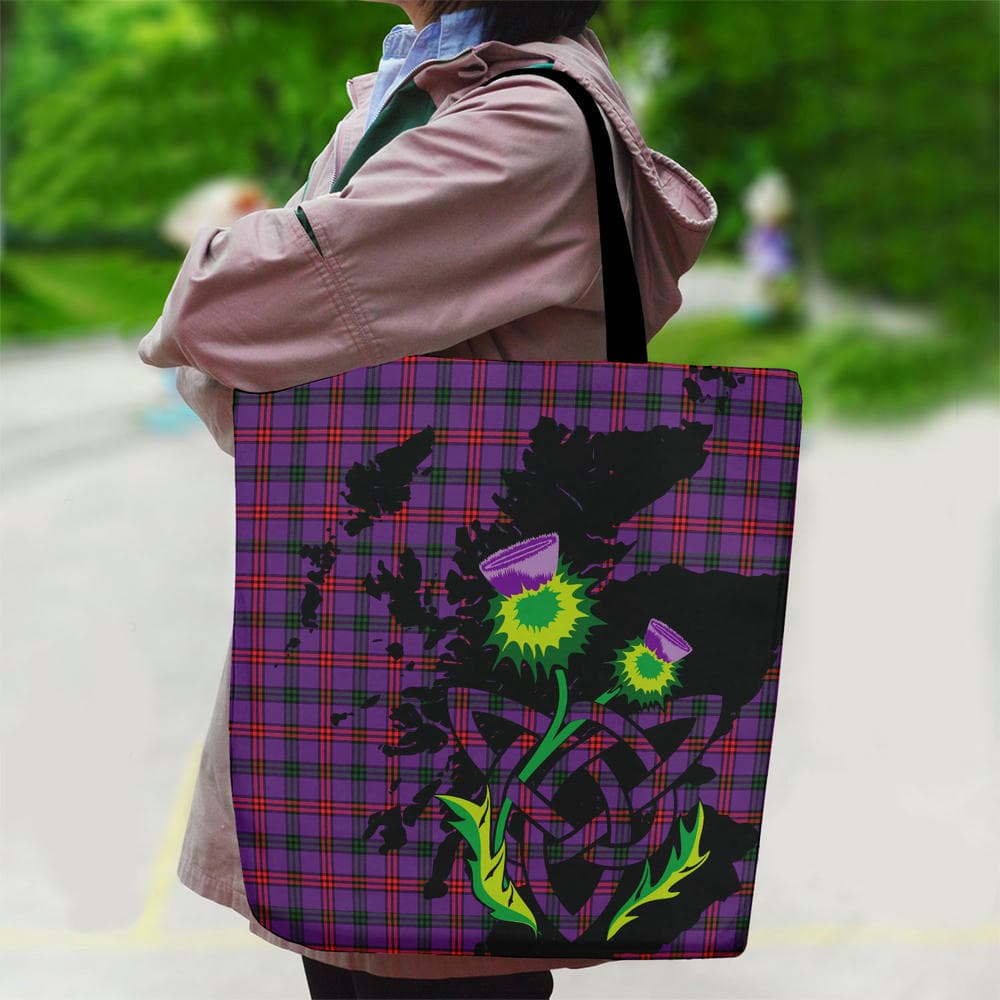 Scottish Montgomery Modern Tartan Canvas Bag With Shoulder Strap With Thistle - Image 2
