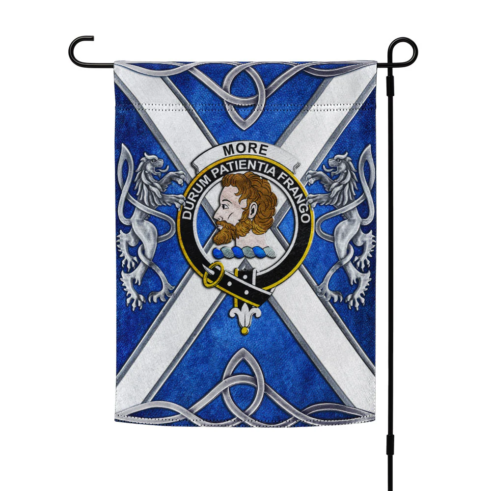 Scottish More (Muir) Clan Badge Garden Flag Silver Rampant Lion Emblem