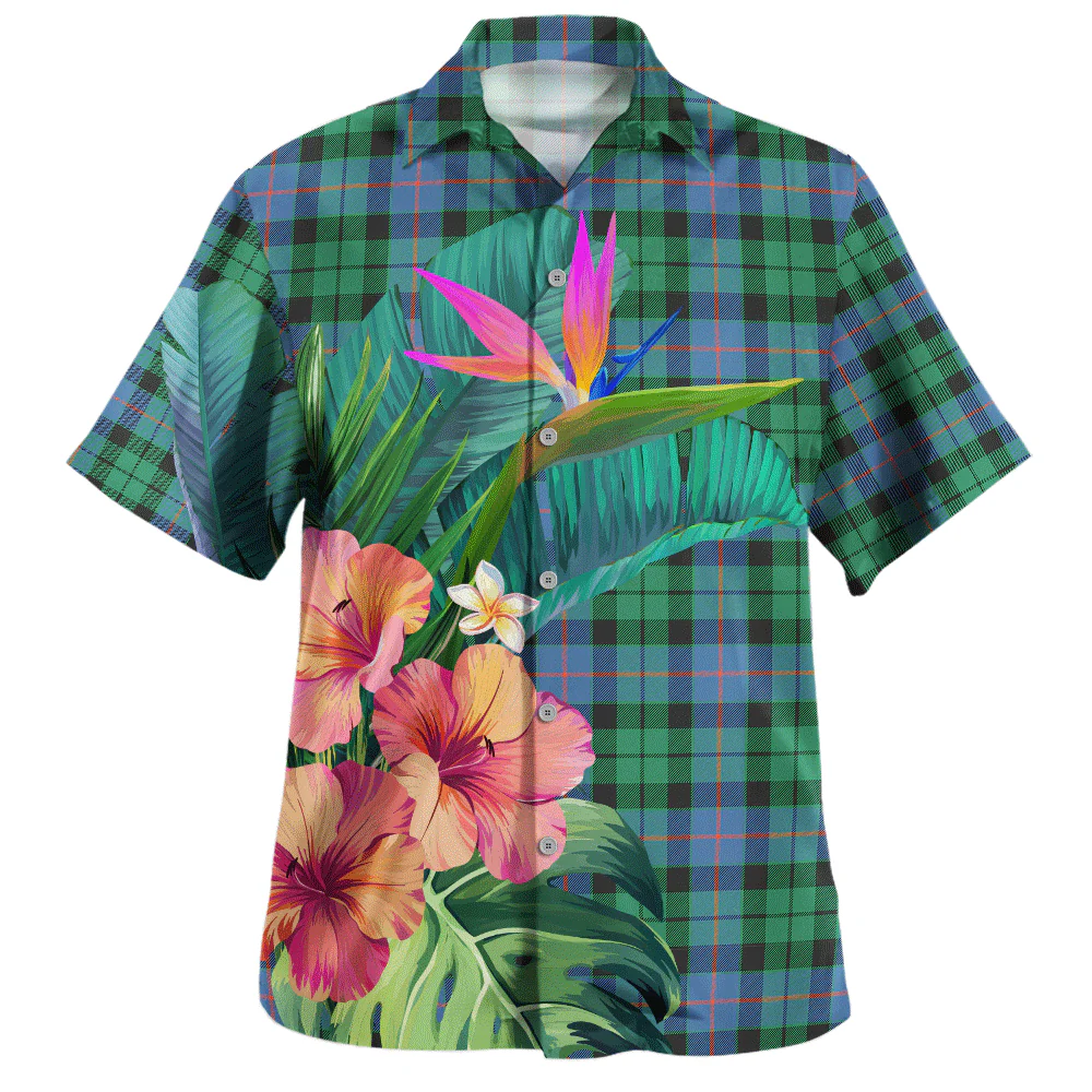 Scottish Morrison Ancient Clan Badge Tartan Hawaiian Shirt Bouquet Tropical Style - Image 2
