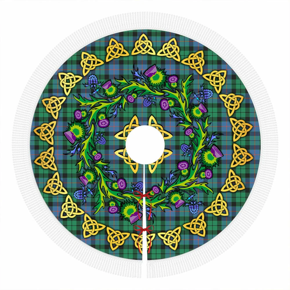 Scottish Morrison Ancient Tartan Thistle Celtic Knot Christmas Tree Skirt - Image 4
