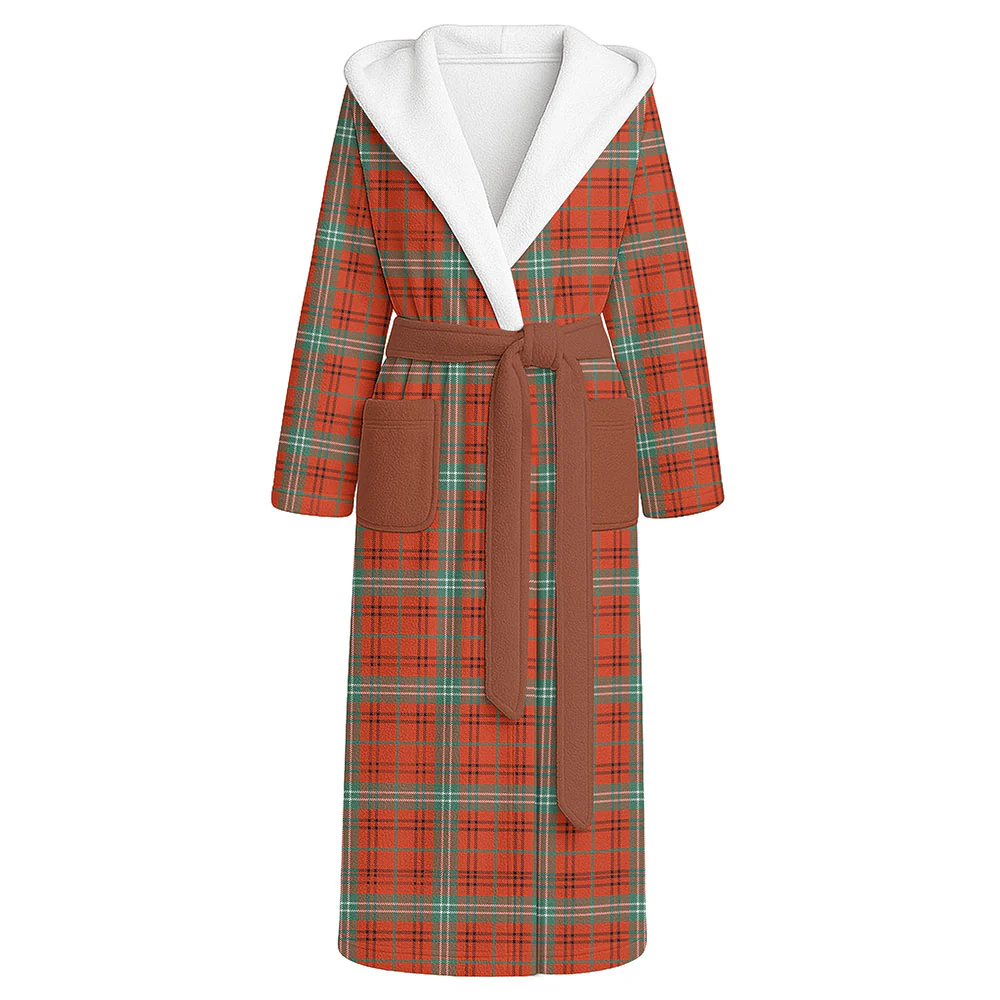 Scottish Morrison Red Ancient Clan Badge Tartan Flannel Hooded Bathrobe