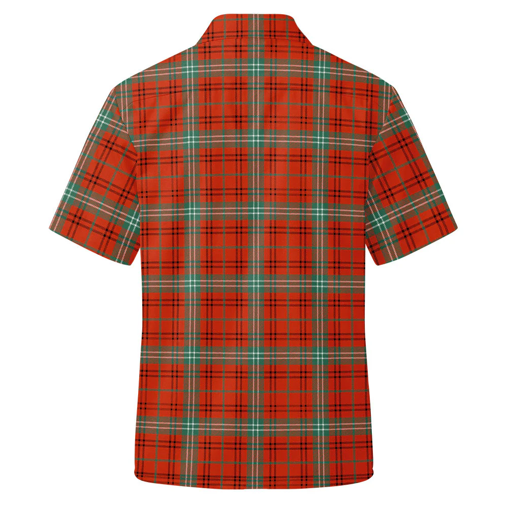 Scottish Morrison Red Ancient Clan Badge Tartan Short Sleeve Work Shirt - Image 3