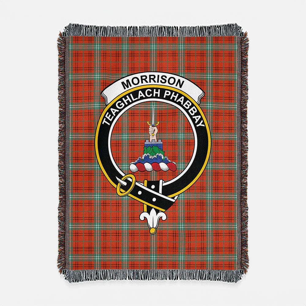 Scottish Morrison Red Ancient Clan Badge Tartan Woven Blanket - Image 2