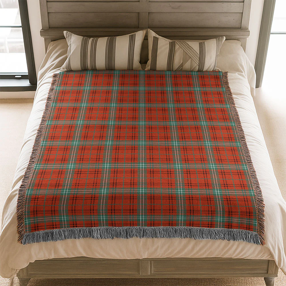 Scottish Morrison Red Ancient Clan Badge Tartan Woven Blanket - Image 3