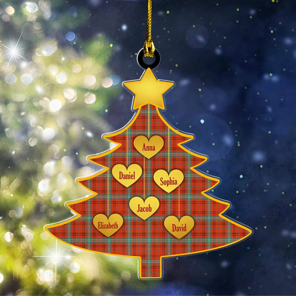 Scottish Morrison Red Ancient Tartan Ornament Custom Family Christmas Tree