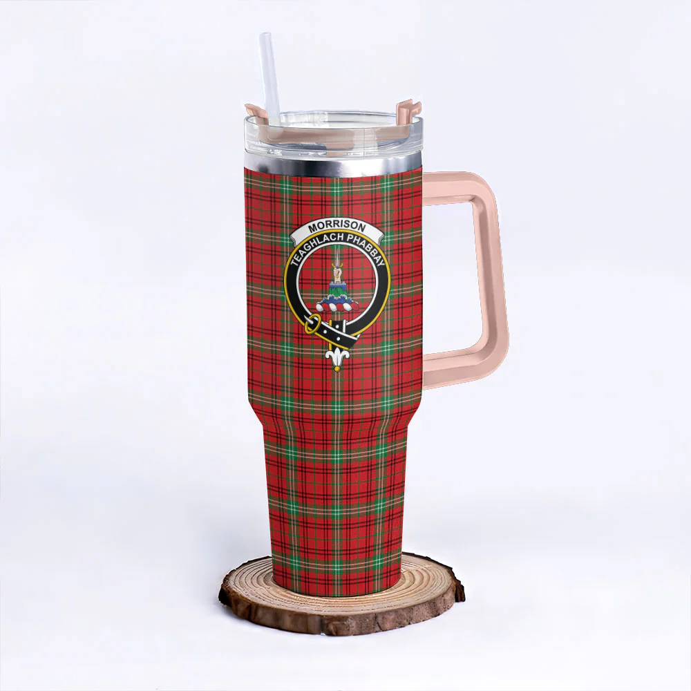 Scottish Morrison Red Modern Clan Badge Tartan 40oz Tumbler - Image 4