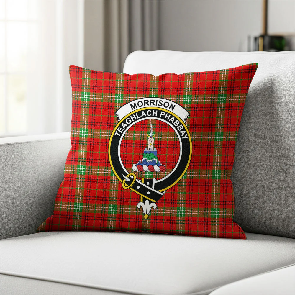 Scottish Morrison Red Modern Clan Badge Tartan Pillow Case - Image 2