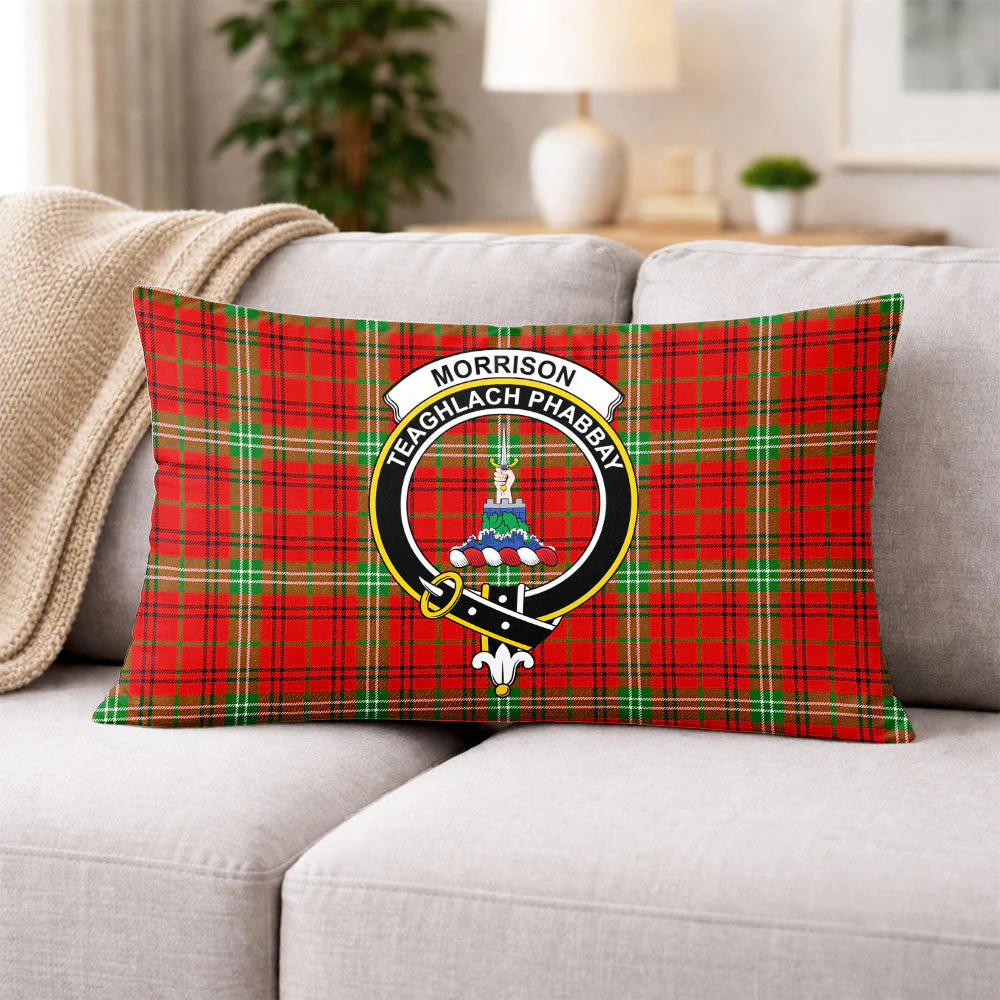 Scottish Morrison Red Modern Clan Badge Tartan Pillow Case - Image 3