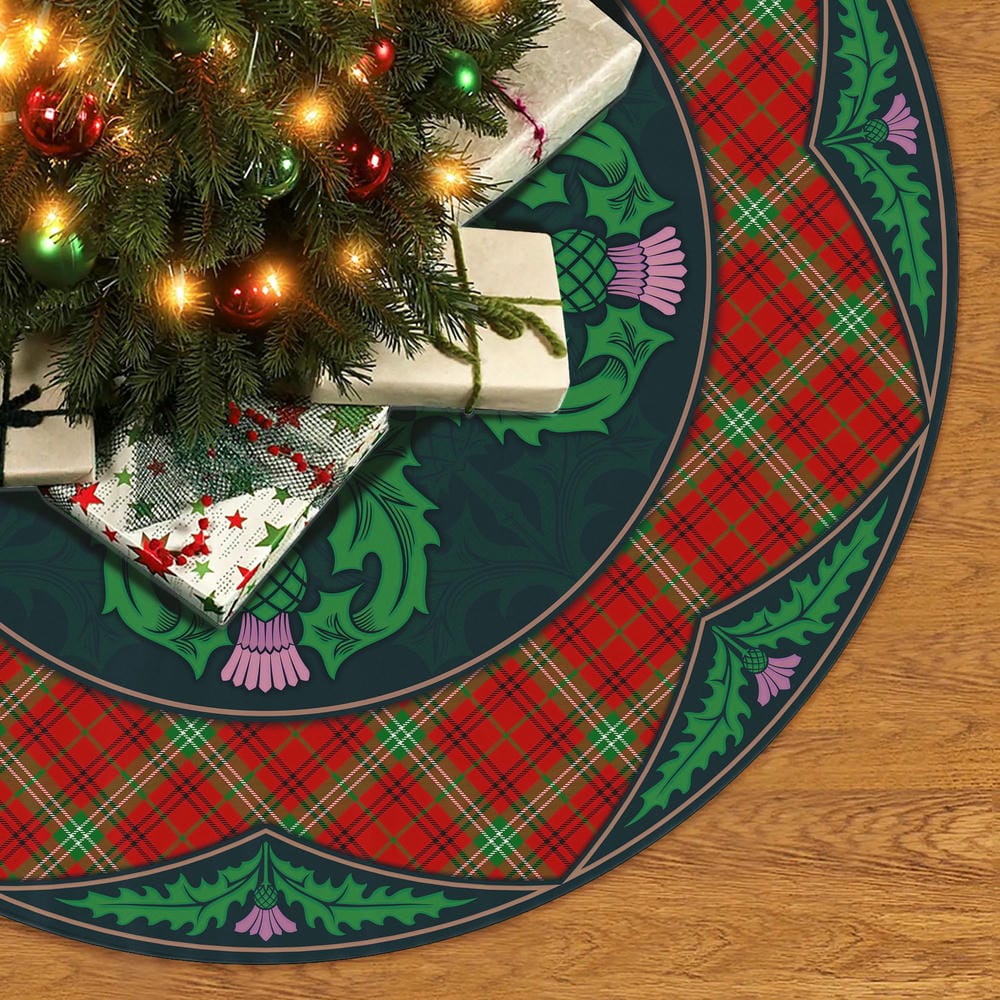 Scottish Morrison Red Modern Tartan Christmas Tree Skirt Old Scottish Thistle Flower - Image 2