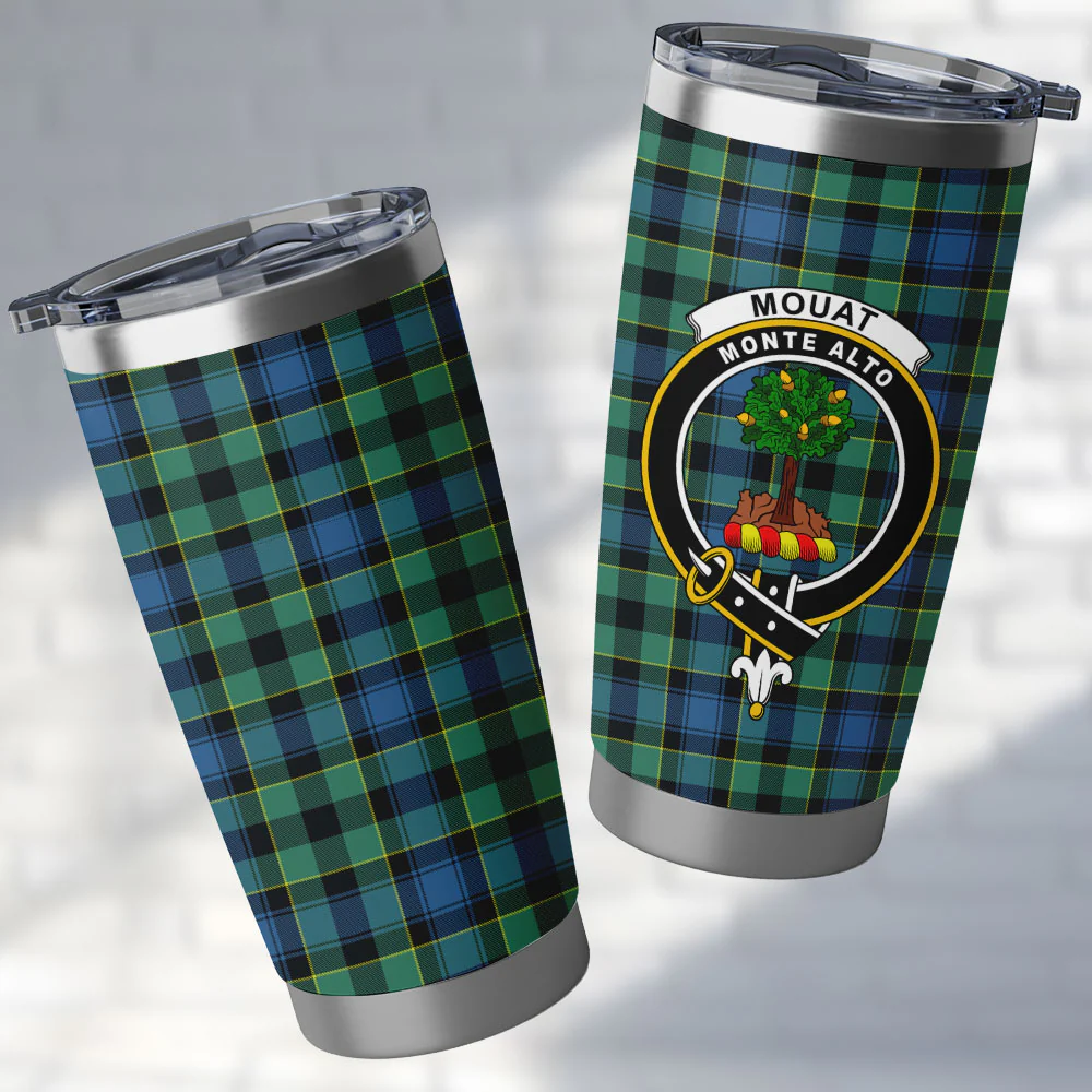 Scottish Mouat Clan Badge Tartan Tumbler
