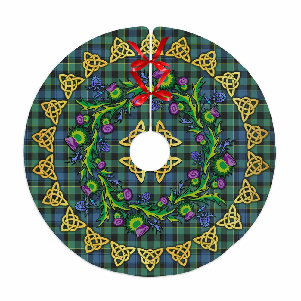 Scottish Mouat Tartan Thistle Celtic Knot Christmas Tree Skirt