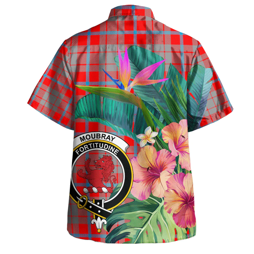 Scottish Moubray Clan Badge Tartan Hawaiian Shirt Bouquet Tropical Style - Image 3