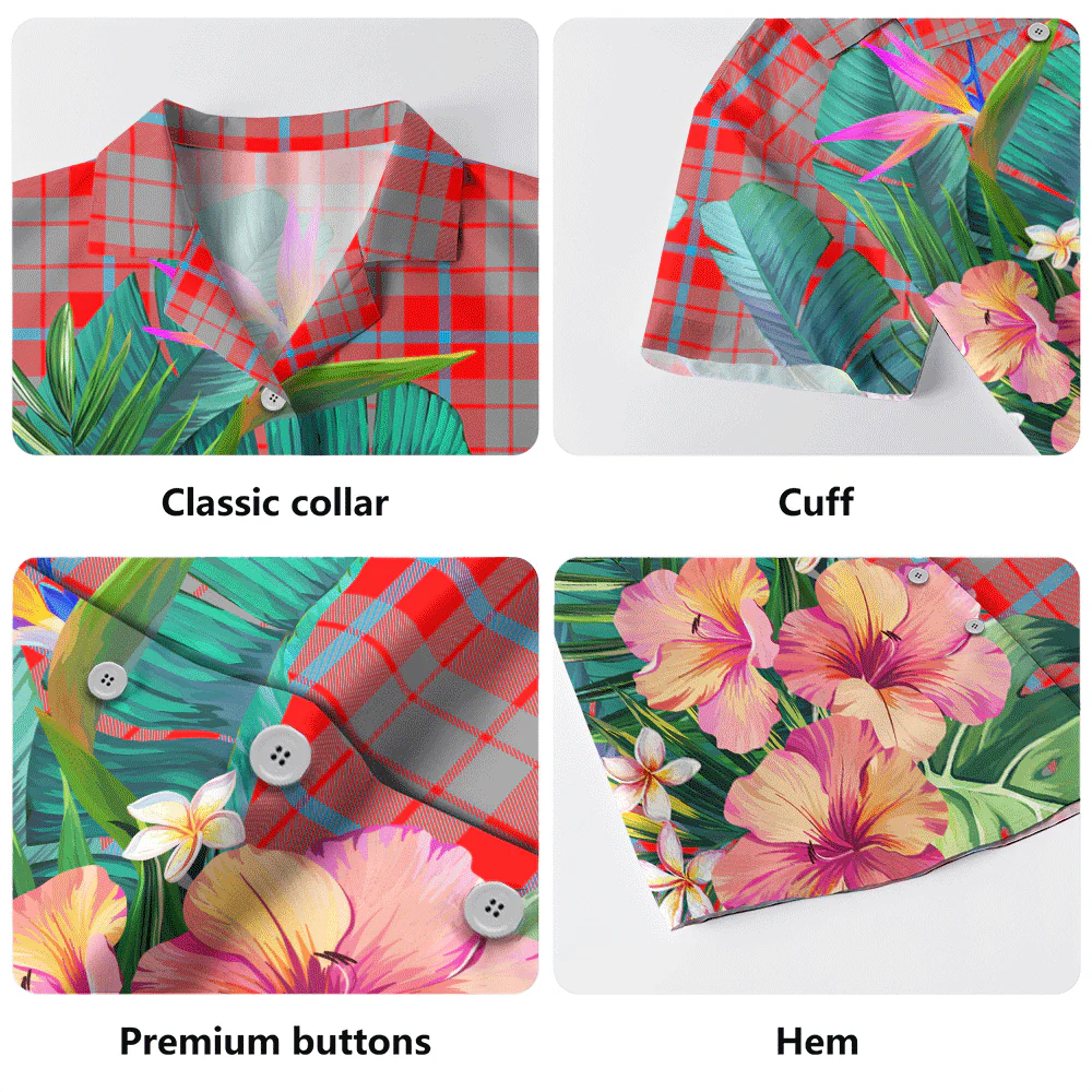 Scottish Moubray Clan Badge Tartan Hawaiian Shirt Bouquet Tropical Style - Image 5