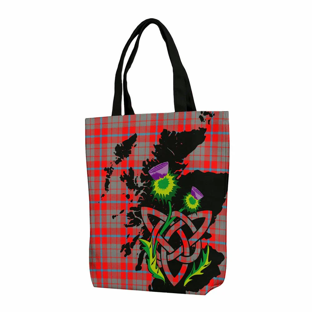 Scottish Moubray Tartan Canvas Bag With Shoulder Strap With Thistle