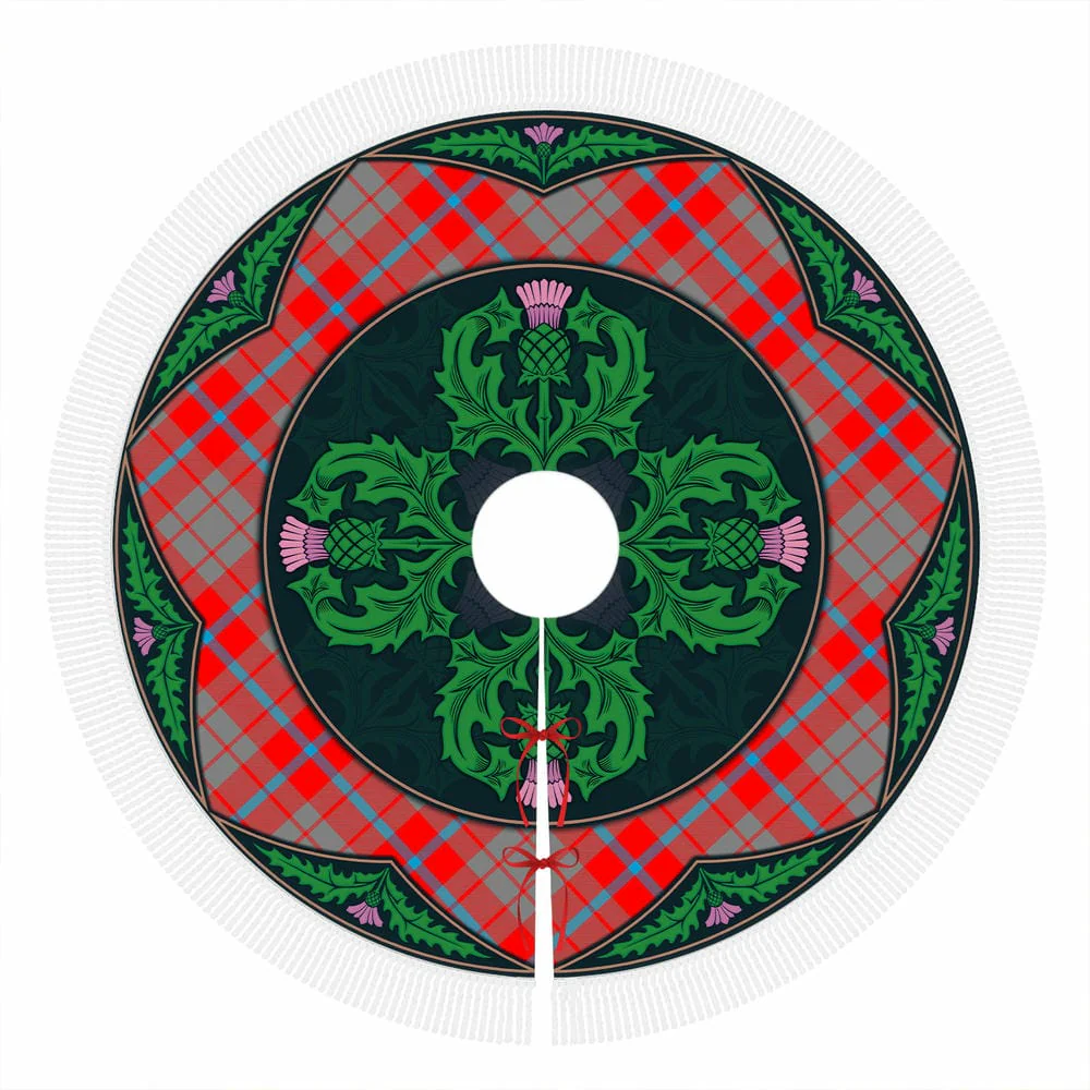 Scottish Moubray Tartan Christmas Tree Skirt Old Scottish Thistle Flower - Image 4