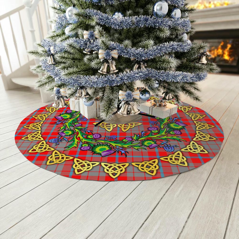 Scottish Moubray Tartan Thistle Celtic Knot Christmas Tree Skirt - Image 3