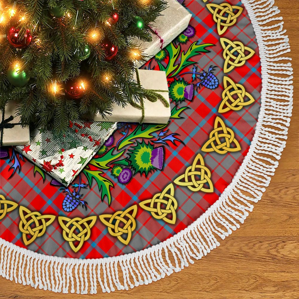 Scottish Moubray Tartan Thistle Celtic Knot Christmas Tree Skirt - Image 5